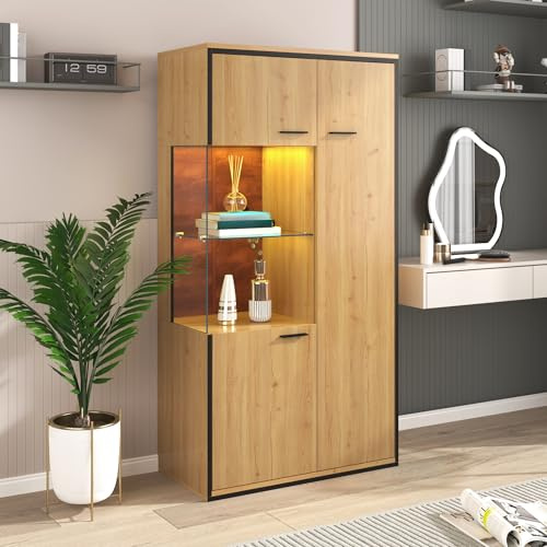 staronce Vitrine en verre à LED - Étagère multi-usages