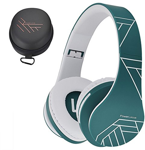 PowerLocus Bluetooth Over-Ear Headphones, Wireless Stereo Foldable Headphones Wireless and Wired Headsets with Built-in Mic, Micro SD/TF, FM for iPhone/Samsung/iPad/PC (Ocean Blue/White)