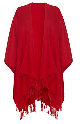 Shepherds Land Poncho Ruana Mantella 100% Lana di Agnello, Rosso
