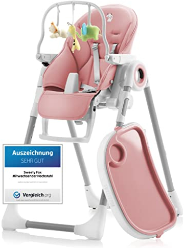 Sweety Fox Tronas de Bebe Evolutiva - Respaldo para Niño Reclinable 5 Posiciones - Trona Portatil Bebe 7 Alturas Diferentes - Trona Bebe - Rosa