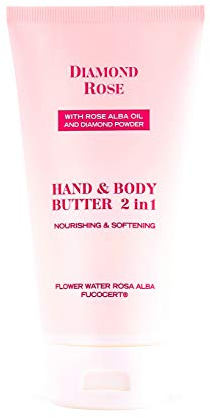 Vårdande hand och kroppssmör 2 i 1 med rosenolja för snabb och långvarig fukt 150 ml