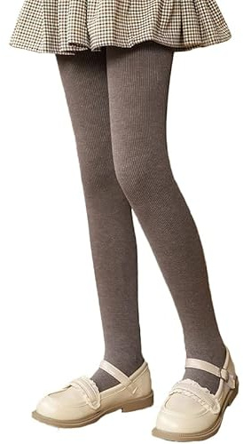 LOLANTA Vintertights för flickor tjocka fleecefodrade stretchiga mjuka stickade strumpbyxor skoluniform, Brun stickad, 9-11 År