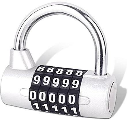 Serrure à Combinaison SISAV à 5 Chiffres, Cadenas de Gymnase, Serrure à Combinaison Remplaçable, Adaptée aux Casiers d'École, Boîtes à Outils, Clôtures, Argent (1 Pièce)