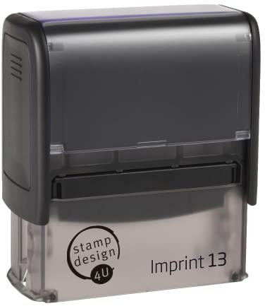 Imprint 13 Personalised Custom Self Inking Business Address Rubber Stamp - 5 Line Stamp in Black Ink