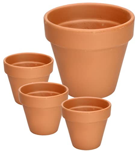 KOTARBAU® Set de 4 pots de fleurs en terre cuite ⌀ 13 cm avec rebord pour intérieurs et jardins
