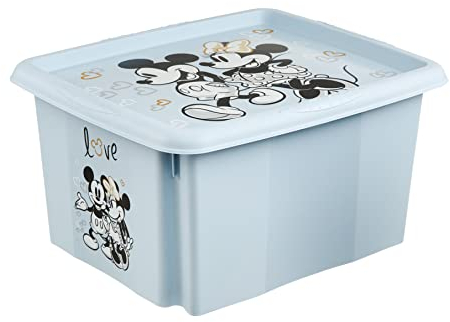 keeeper Micky Maus Aufbewahrungsbox mit Deckel, Dreh- und stapelbar, Für Kinder, 24 l, Karolina, Cloudy Blue