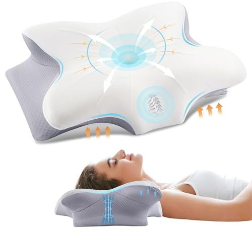FAIORD Cervical Pillow for Neck and Shoulder, Ergonomic Contour Memory Foam Pillows for Sleeping with Washable Pillowcase, Cooling Neck Support Pillow for Side Back Stomach Sleeper