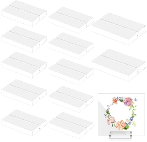 TNSLAND 12 Stück Tischkartenhalter Stabil Acryl Transparenter Kartenhalter für Hochzeit Partys Menükartenhalter Postkartenhalter Fotoständer Postkarten