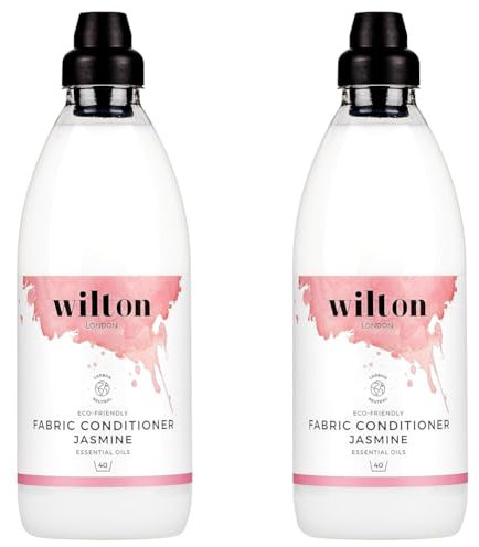 Wilton London Eco-Friendly Fabric Conditioner 40 Washes - Plant-based and Biodegradable Fabric Softner - Packed with Essential Oils - Fresh and Longlasting Jasmine Scent - 1 Litre (Pack of 2)