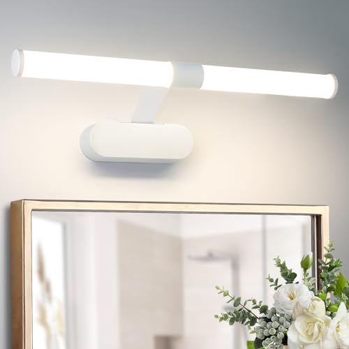 Homefire Luz para espejo de baño LED - 40cm, 6W, impermeable IP44, blanco neutro 4000K, moderna, blanca, para sótano, cocina, armario de baño