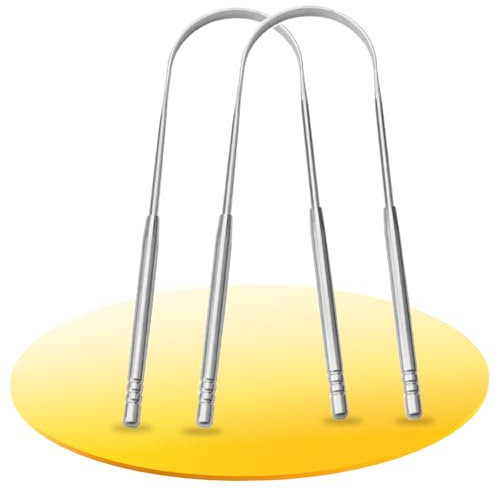 Dimiff Pulisci Lingua In Acciaio Inox, Set di Raschietti Lingua, Nettalingua Per Igiene Orale e Alito Fresco, Raschietto Lingua, Pulitore Lingua Antibatterico