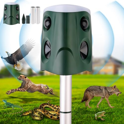 Cat Repellent Outdoor 360° Ultrasonic Cat Repellent for Gardens UK Waterproof Cat Deterrent USB & Solar Powered with Motion Sensor & 3 Side LED Flash Cat Deterrents for Squirrels Cats Dogs Rats Fox