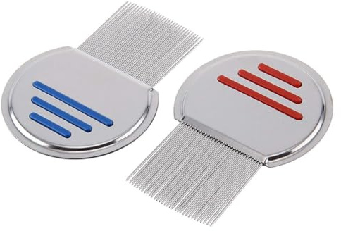 CENPEK Paquet de 2 Peignes à poux en Acier Inoxydable pour Le Traitement des lentes de tête - Dents Double Face pour Adultes et Animaux de Compagnie - Outil Efficace d'élimination des poux aux puces