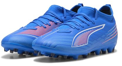 PUMA Ultra 6 Match MG Jr - Scarpe da Calcio Unisex per Bambini, Ultra Blue PUMA White Glowing Red, 36 EU