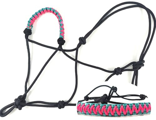 LIbgiubhy Horse Halters Knot Training Headstall Webbing Rope Wear Resistant Rope Halters Adjustable Horse Riding Halters Enduring