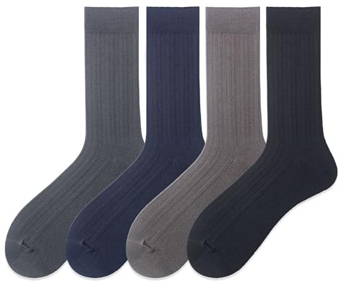 Wildarms Calcetines de vestir para hombre, finos, transpirables, suaves, duraderos, reforzados para combinar perfectamente con el traje, Gris claro, negro, azul marino, gris oscuro, 9-11