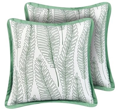 Beliani Set di 2 cuscini da esterno con motivo a foglie verde 45 x 45 cm
