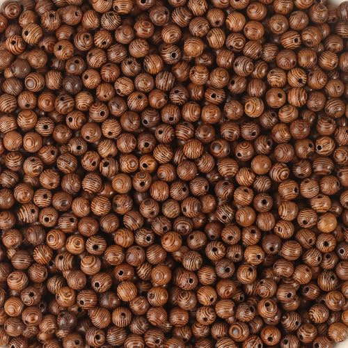 DAHI 800 Pièces 6mm Perles en Bois Naturel Rondes, Petites Perle en Bois pour Bracelet, Perles Naturelles Polies Bois, pour la Fabrication de Bijoux DIY