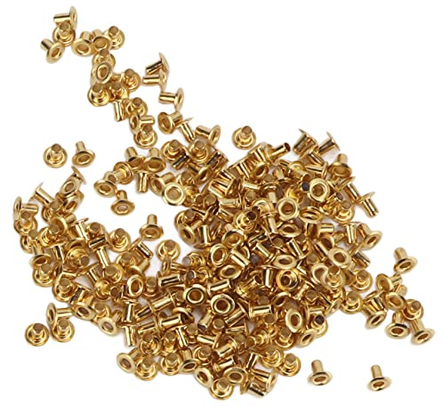 Akozon Remaches Decorativos 500 Piezas Remaches Huecos Agujero Pasante Huecos Decorativos de Latón Hebillas de Ojo de Cobre Artesanía en Cuero - Arte, Manualidades y Costura (4,8x2,3x4,5 mm)