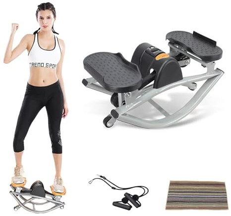 Rock Stepper Step da lato a lato a dondolo laterale con monitor digitale/fasce di resistenza per allenamento a casa, capacità 150 kg, design compatto e salvaspazio