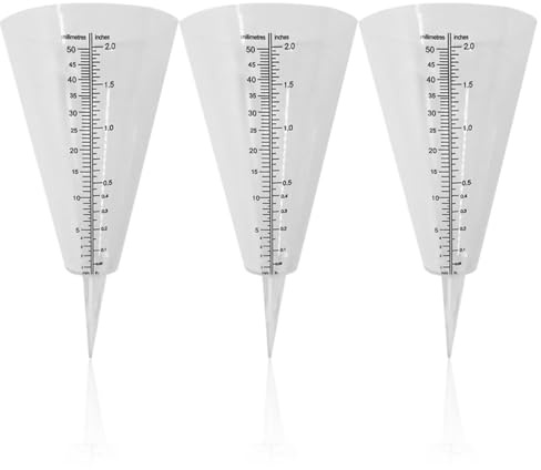 BESPORTBLE Pluviometro a Forma di Cono in Plastica Trasparente 3 Pezzi, Misurino per Pioggia da Esterno per Giardino e Agricoltura, Strumento di Monitoraggio Precipitazioni Facile