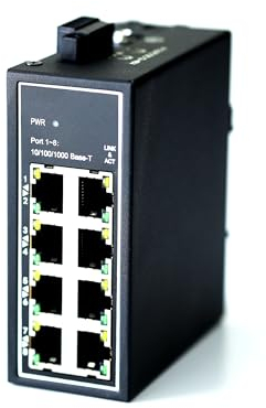 WIWAV WDH-8GT-DC 10/100/1000Mbps Switch Ethernet industriale Gigabit a 8 porte non gestito con guida DIN/montaggio a parete (UL in lista, senza ventola, -30°C ~ 75°C)