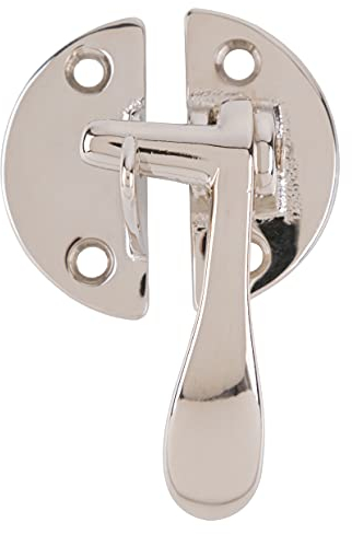 Nickel Right Flush Cabinet or Cupboard Lever Latch with Catch | Antique Cabinet, Vintage Cupboard Reproduction Hardware | UA-116-HLPN