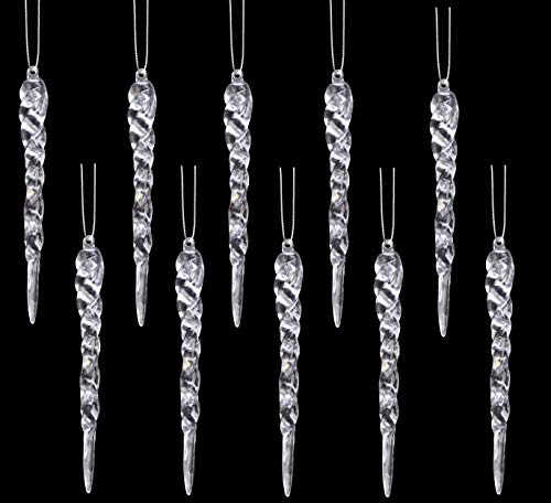 Christmas Concepts® Decoraciones de carámbano de Brillo de 12cm (4.8) - Adornos de Lujo para árboles de Navidad (Claro, Paquete de 10)