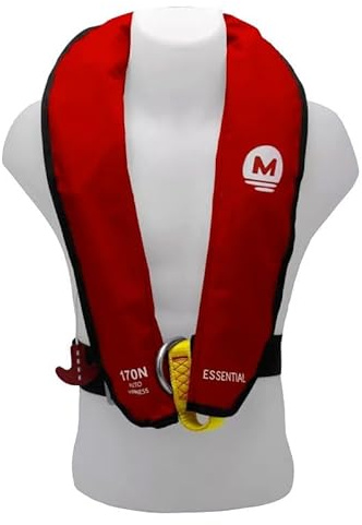 Orangemarine Essential Chaleco Inflable Esencial AUTOMÁTICO con ARNES 170 N, Unisex Adulto, Rojo, 170N