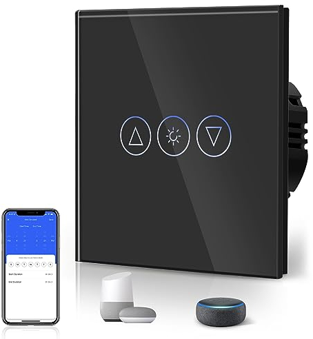 BSEED Interrupteur Tactile Dimmer, Interupteur Intelligent WiFi Variateur avec lumières LED, Nécessite Un Fil Neutre, Interrupteur Mural en Verre, 1 Gang 1 Voie Noir, Compatible avec Alexa/Google