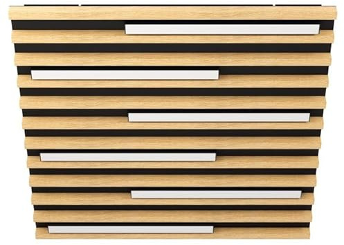 EGLO LED Deckenlampe Marreira, dimmbare Deckenleuchte für Wohnzimmer und Flur , Deckenbeleuchtung aus Holz und schwarzem Metall, Wohnzimmerlampe warmweiß, 57,5 cm