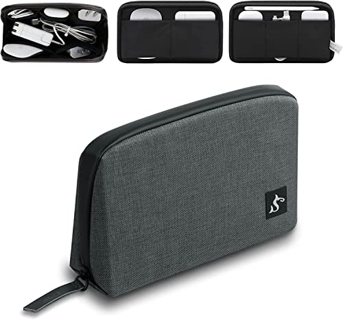 SIMTOP Kabel Organizer Tasche klein, Wasserdicht kabelorganizer Elektronische Tasche Organizer unterwegs für USB ladekabel Mouse Ladegerät Zubehör Powerbank Storage Cable Bag Grau