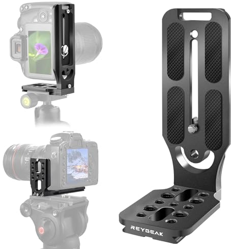 REYGEAK Trépied Vertical Horizontal en L pour Appareil Photo Reflex numérique, Plaque à dégagement Rapide avec clé à vis,Compatible avec Canon Nikon Sony DJI Osmo Ronin Stabilisateur Monopode (Noir)