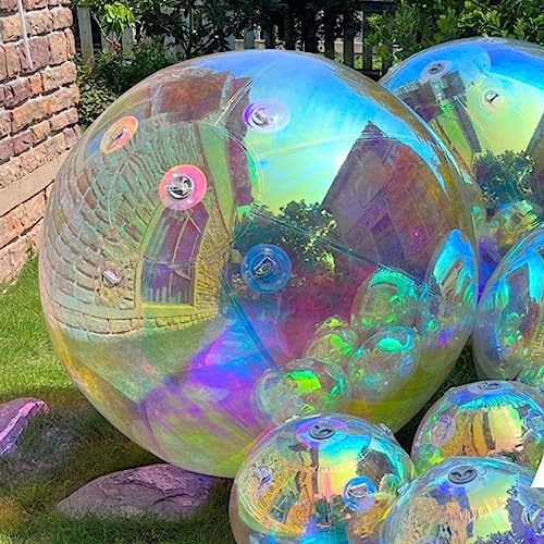 Bolas inflables de espejo de discoteca para exteriores, interiores, escenarios, bares, decoración colgante, espejo, bola hueca, tamaño grande (plateado) (2,5 m, colgante)