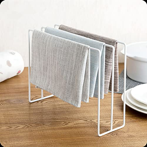Estante De Secado De Tela Para Encimera De Cocina,Soporte para Toallas de Hierro,Estante de Secado de paños,Organizador Independiente Para Paños De Cocina Y Toallas(Blanco)