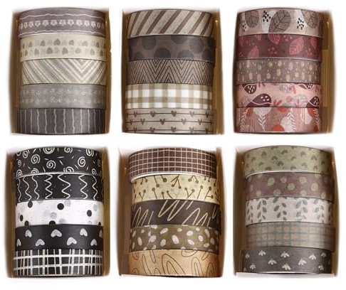 YUBX 30 Rollen Washi Tape Set Kreative Basic Dünn Dekorative Bänder für Kunst, DIY Handwerk, Bullet Journals, Planer, Scrapbooking, Verpackung (Tropical Wetlands)
