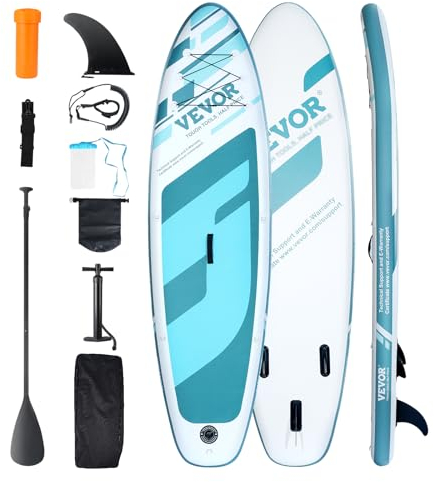 VEVOR Aufblasbares Stand-Up-Paddle-Board, 3352,8 x 838,2 x 152,4 mm PVC SUP-Paddleboard mit Board-Zubehör, Handytasche, Pumpe, Paddel, Reparaturset, Rucksack, Blau Paddle Set für Jungen & Erwachsene