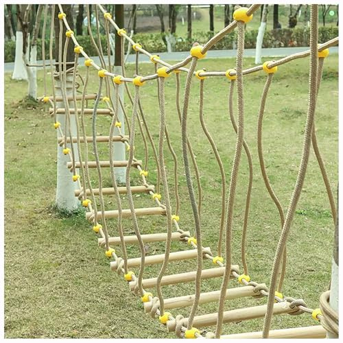 Parcours d'obstacles Slackline,Accessoires de Parcours d'obstacles Warrior,Échelle de Corde de Pont Rickety,Accessoires de Ligne Slack,Saut de Pont de Corde pour Les Enfants (Size:9.84ft(3m))