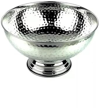 Nobel Stainless Steel Ice Bucket to Keep Cold Champagne Wine and Beer Ideal for Punch - 34 cm Diameter (Hammered Stainless Steel)