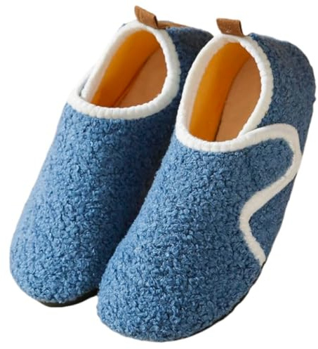 Solshine - Pantofole chiuse in peluche da donna, calde, antiscivolo, Blu, 40/41 EU