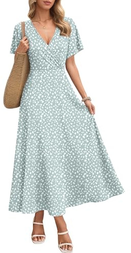 AUSELILY Maxi Dress for Women Summer Dresses Green Horseshoe M