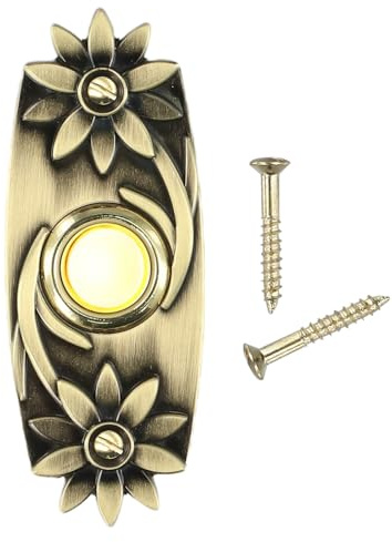 1pc Heavy Duty Metal Doorbell Push Button, Antique Bronze Wired Door Chime with Night Light, Waterproof Outdoor Entry Bell for Front Door, Compatible with 12-24V Systems