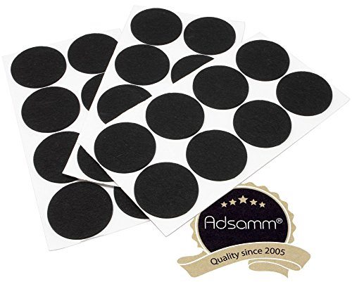 Adsamm® / 24 x deslizantes de Fieltro autoadhesivos/Negro/ø 60 mm/Redondo/Deslizantes de Fieltro para Muebles de 3,5 mm de Grosor/Deslizantes para Muebles y Suelos