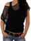 Crazy Age Frauen Partytop Sommertop Fasching Fest Netzoberteil aktueller Trend in Neonfarben (Schwarz(L/XL))