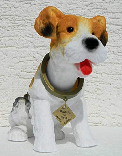RAKSO Wackel Figur Hund Fox Terrier Wackelfigur H 20,5cm groß Dekofigur mit Wackelkopf