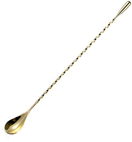 Cucchiaio da cocktail in acciaio inox lungo cocktail shaker cucchiaio barware mescolando cucchiaio contorto bar cucchiaio-50 cm oro