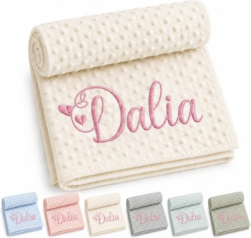 Danielstore-Manta Bebé Personalizada con Nombre Bordado – Mantita Coralina Ultrasuave 80x110 cm – Manta para Cuna, Carrito y Moisés – Cálida y Transpirable – Regalo para Recién Nacido y Baby Shower
