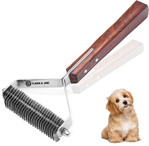Flamia & Jabz Professional Rake (Dematting Comb) for Undercoat Grooming of Dogs, Cats & Pets (24 Blades)