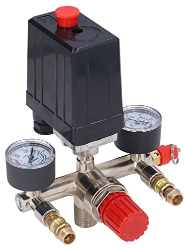 Fyearfly Luftkompressor tryckbrytare luftkompressorregulator, 90-120PSI justerbar luftkompressor tryckregulator kontrollventil med tryckmätare, AC 240 V/380 V