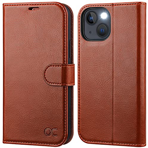 OCASE Etui Coque iPhone 14, Antichoc TPU Housse iPhone 14 Cuir PU Portefeuille Etui [RFID Blocage] [Béquille] [Fentes pour Cartes] Coque pour iPhone 14 (6,1 Pouces) - Brun